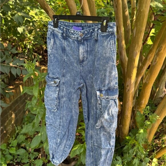 Stylish Blue Cargo Pants for Women - Picture 1 of 13